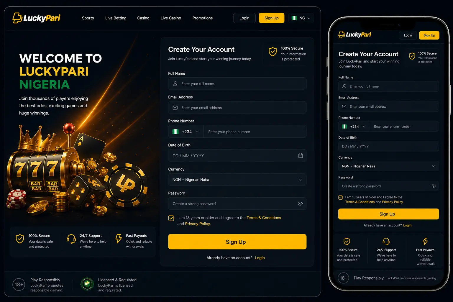 How to Register at LuckyPari Casino Nigeria